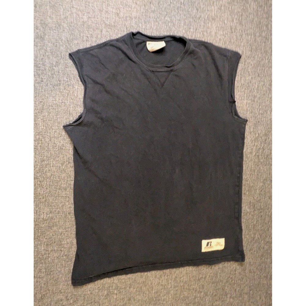 Vintage RUSSELL ATHLETIC sleeveless Muscle T shirt Blank Retro Cropped Tee M